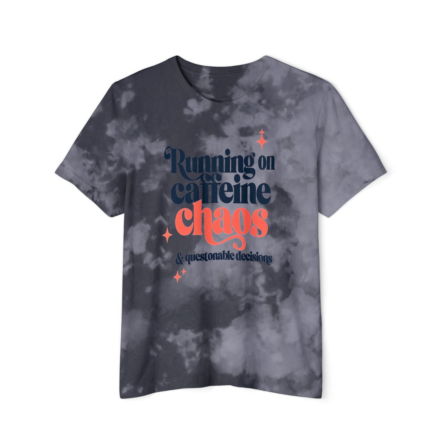 Funny Women&#039;s Baby Tee - Running on Caffeine Chaos & Questionable Decisions
