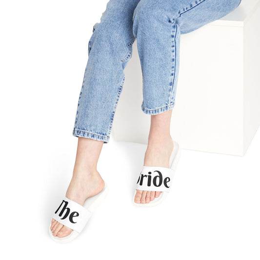 Bridal Slide Sandals for Women, 'The Bride' Wedding Footwear, Trendy Bride Slippers, Summer Beach Sandals, Bridal Shower Gift